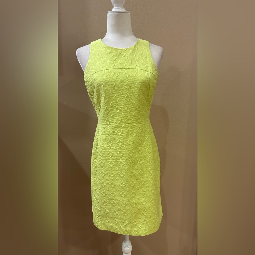 Banana Republic Milly Collection Yellow Jacquard Pattern Sheath Dress, Size 8